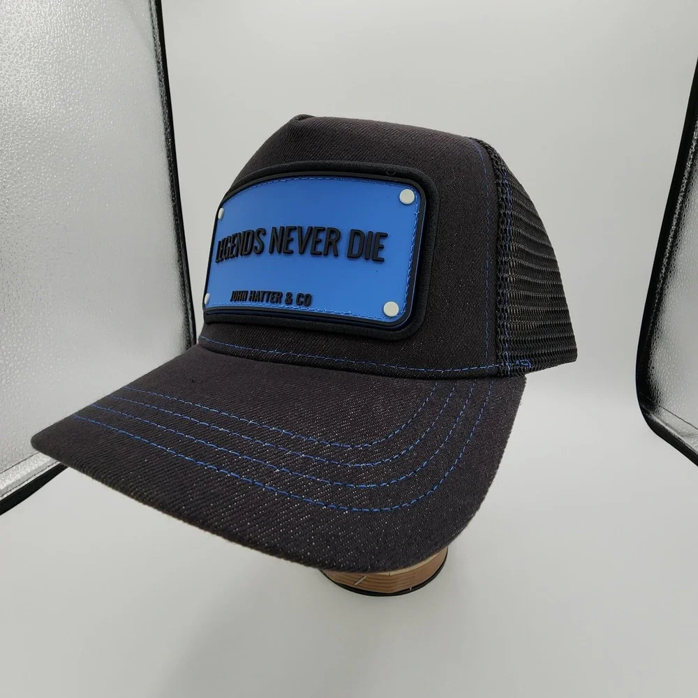 John Hatter Legends Never Die Trucker Hat Patch Black‎ Blue Snapback Cap NEW